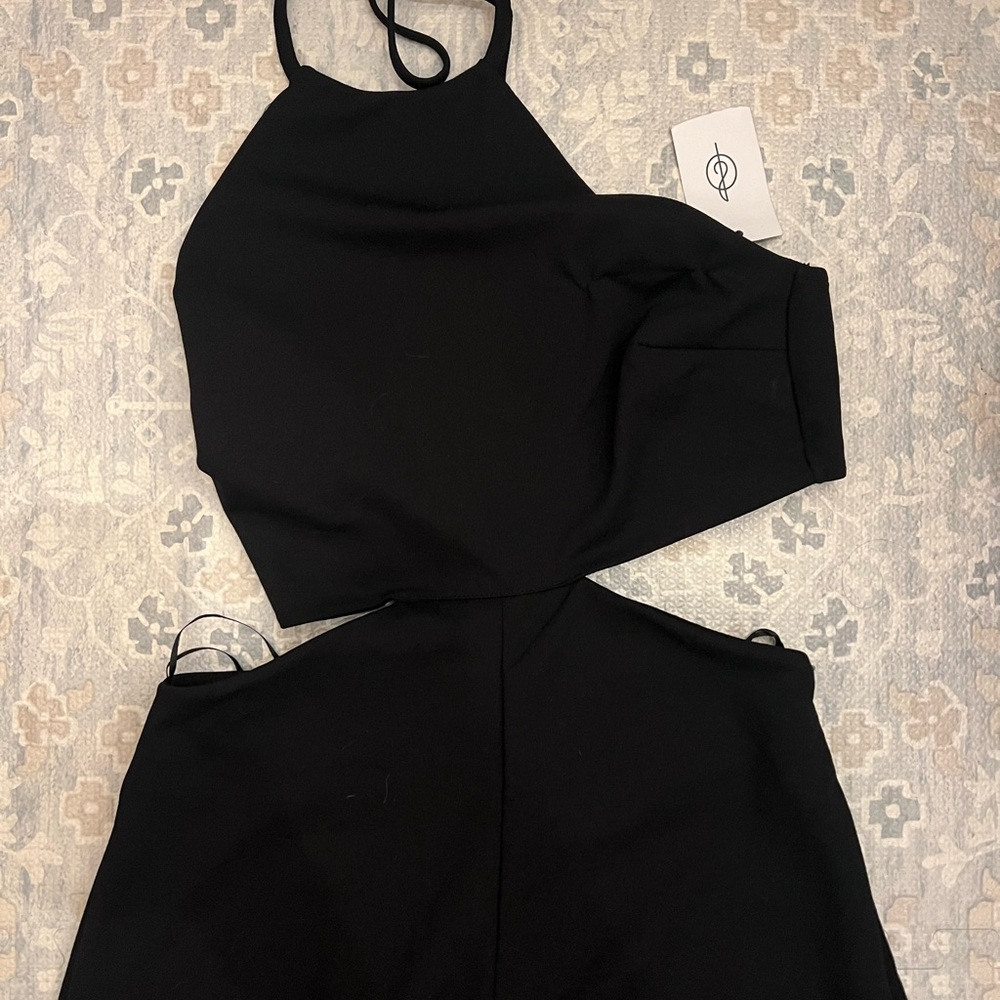 Black Halter Cutout Jumpsuit